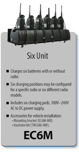 six unit radio vehicle charger