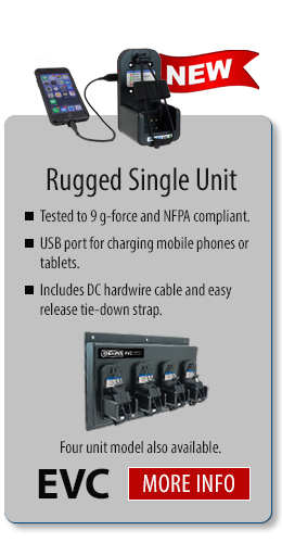 single unit rugged vehicular radio charger